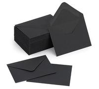100 Pack 4 x 2.75" Mini Envelopes 120GSM Black Gift Card Envelopes Bulk Small Paper Gift Card Sleeves Greeting Card Business Card Tiny Envelope Pockets for Card & Invitation