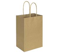 100 Pack 5.25x3.25x8 inch Brown Small Paper Bags with Handles Bulk, bagmad Gift Paper Bags, Kraft Party Favors Grocery Retail Shopping Bags, Craft Bags Cub Sacks Plain