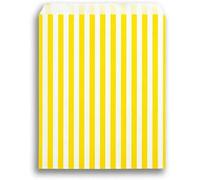 100 Pack 5 x 7 Inches Yellow Striped Candy Bag | Paper Sweet Bags | Treat Bags for Pick n Mix, Parties & Weddings (Yellow Candy Striped, 5 x 7)