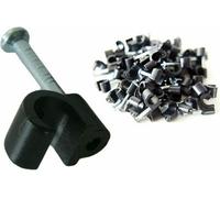 Loops 100x 6-7mm External Black Round Cable Clips/Cleats - Coax/Coaxial/CAT6/CAT5e Ethernet Wall Mounts Aerial Brick/Wood Nail Outdoor