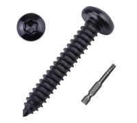 100-pack #6 x 1-1/4" Pan Torx Head Self Tapping Screws Black, 304 Stainless Steel 18/8, Black Coated, Rounded Head (Torx Bit Included)