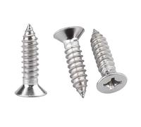 100 Pack #6 x 1 Flat Head Phillips Self Tapping Screws, 18-8 Stainless Steel 304, Countersunk Sheet Metal & Wood Screws, Corrosion Resistant Fasteners