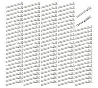 100 Pack 75mm Large Plain Flat Silver Duckbill Alligator Metal Hair Clips Crocodile Clips Hair Grips Pins Hairdressing Styling Sectioning Curl Clips Barrettes Craft DIY Accessories for Women Girl