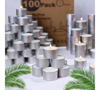 100 Pack 8 Hour Palm Wax Tea Light Candles, Unscented Tea Lights Long Burning with Cotton Wicks for Weddings, Parties, Restaurants, Spa