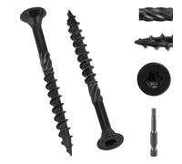 100 Pack #8 x 2 Black Deck Screws Wood Screws with Star/Torx Drive, Rust Resistant Epoxy Coated, Heavy Duty Structural Wood Screws with Quick Self Tapping Point, Torx Bit Included