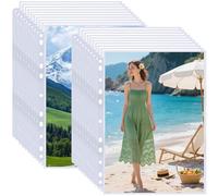 100 Pack 8x10 Photo Sleeves for 3 Ring Binder - Holds 200 Photos, Archival Safe, Acid-Free, Clear Plastic Page Protectors for Photo Albums, Postcards, Pictures