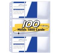 100 Pack 9 Pockets Trading Card Pages, 900 Pockets Double-Sided Trading Card Pages Sleeves，Trading Card Sleeves for 3 Ring Binder for Pokemon Cards, Sports Cards, Coupons, Game Cards. …