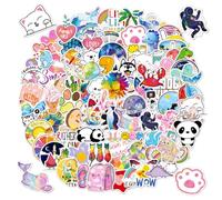 100 Pack Aesthetic Stickers, Waterproof Vinyl Decals for Water Bottle, Laptop, Journal, Scrapbook | Cute Cartoon Watercolor Design Sticker Pack,Unique Gift Ideas for Girls,Teens,Women,Adults (Style A)