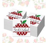 100 Pack Back to School Paper Napkins, 6.5 x 6.5 In Red Apple Disposable Napkins for First Day of School Party Supplies,Teacher Appreciation Week Decorations,Dinner Table Decoration Classroom Parties