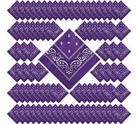 100 Pack Bandanas Unisex Paisley Bandanas Bulk Multi Purpose Cowboy Head Wrap Necktie Face Cover Party Supplies, 21.26 inches, Purple, 54 x 54 cm/ 21.26 x 21.26 inches