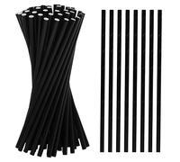 100-Pack Biodegradable Paper Straws - Thick & Non-Soggy - Plastic-Free, Recyclable, Durable Drinking, Juice, Coffee, and Cold Drinks Eco-Friendly Stripped Straws for Party - Plain Black