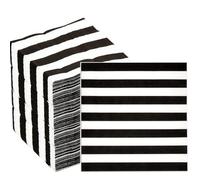 100 Pack Black and White Stripes Napkins Black& White Stripe Cocktail Beverage Napkins Black Striped Dessert Napkin for Bridal Baby Shower Wedding Holiday Birthday Black and White Party Decor (Black)