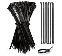 100 Pack Black Plastic Cable Ties 300mm×3.6mm Nylon Tie Wraps, Secure Self-Locking Mechanism for Home, Garden, Office and DIY