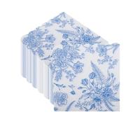100 Pack Blue and White Porcelain Patterned Napkins | CEILIWEN Vintage Chinoiserie Design | 2-Ply, 32cm Square | Bulk Serviettes for Wedding, Birthday & Catering