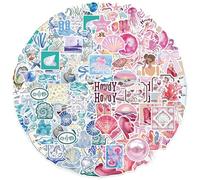 100 Pack Blue & Pink Seaside Stickers - Summer Beach Ocean Theme Waterproof Vinyl Decals for Teen Girls | Laptops, Water Bottles, Luggage, Skateboards