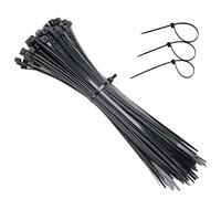 100 Pack Cable Ties, Plastic Cable Ties 250mm×3.6mm Heavy Duty Strong Nylon Premium Self Locking 9.84 inch/25cm, Long Zip Tie Wraps for Tidy Wires Workshop Home & Garden (Black)