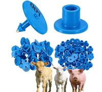 100-Pack Cattle Ear Tags 001-1000 Numbers, Plastic Round Livestock Ear Tags for Cattle/Sheep/Cow/Pig, Farm Animal Identification Marks Blue 101-200