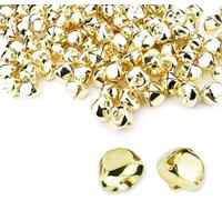 100 Pack Christmas Jingle Bells Festive Xmas Tree Decoration Musical Sleigh DIY Home Crafts Gift Wrapping Cat Collar - Gold 20mm