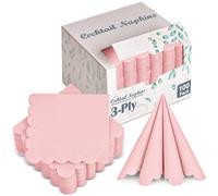 100 Pack Cocktail Napkins, 3-Ply Scalloped Edged Wedding Napkins Folded 5 x 5 Inches Dessert Napkins, Disposable Napkins for Dinner Birthday Party Bridal Anniversary Baby Shower Reception (Pink)
