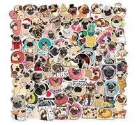 100 Pack Cute Pug Dog Stickers Kids Teens Adults Pug Lover Party Supplies Decoration,Waterproof Animals Stickers for Car Laptop Phone Bike Skateboard Guitar Scrapbook Water Bottle