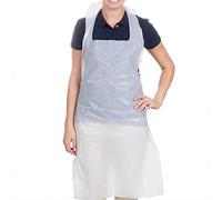 100 Pack Disposable Aprons for Adults White - Waterproof Apron Pack - Plastic Aprons Medical Virus Protection - PPE Aprons Disposable - Throw Away Single Use Aprons