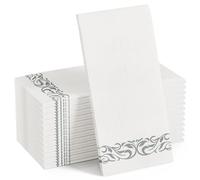 [100 Pack] Disposable Bathroom Napkins, Single-Use Guest Towels, Soft and Absorbent Linen-Feel Paper Hand Towels for Kitchen, Parties, Weddings, Dinners or Events, Silver