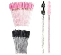 100-Pack Disposable Eyelash Spoolie Brushes - Pink & Black Mascara Wands for Eyelash Extensions, Crystal Brushes, Brow & Lash Styling