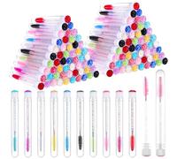 100-Pack Disposable Mascara Wands with Tubes, 100 Lash Spoolie Brushes & 100 Empty Tubes for Eyelash Extensions, Eyebrow Makeup Tool - Multicolor