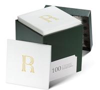 100 Pack Disposable Monogrammed Cocktail Napkins, 5"x5" Linen-Feel Gold Foil Letter R Paper Napkins, Initial White Beverage Napkins For Wedding, Party, Bar Or Holiday