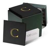100 Pack Disposable Monogrammed Cocktail Napkins Black, 5"x5" Linen-Feel Gold Foil Letter C Paper Napkins, Initial White Beverage Napkins For Wedding, Party, Bar Or Holiday