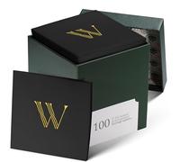 100 Pack Disposable Monogrammed Cocktail Napkins Black, 5"x5" Linen-Feel Gold Foil Letter W Paper Napkins, Initial White Beverage Napkins For Wedding, Party, Bar Or Holiday