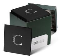 100 Pack Disposable Monogrammed Cocktail Napkins Black, 5"x5" Linen-Feel Silver Foil Letter C Paper Napkins, Initial White Beverage Napkins For Wedding, Party, Bar Or Holiday