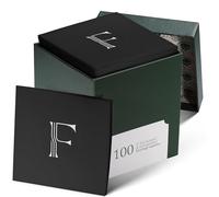 100 Pack Disposable Monogrammed Cocktail Napkins Black, 5"x5" Linen-Feel Silver Foil Letter F Paper Napkins, Initial White Beverage Napkins For Wedding, Party, Bar Or Holiday