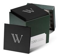 100 Pack Disposable Monogrammed Cocktail Napkins Black, 5"x5" Linen-Feel Silver Foil Letter W Paper Napkins, Initial White Beverage Napkins For Wedding, Party, Bar Or Holiday
