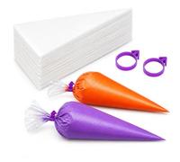 100 Pack Disposable Piping Bags with 2 Sealing Rings, 12 Inch Icing Bags
