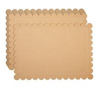 100 Pack Disposable Scalloped Kraft Paper Placemats for Dining Table, Wedding, Party (Brown, 25.4x35.6 cm)