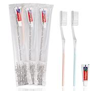 100 Pack Disposable Toothbrushes with Toothpaste, Individually Wrapped Disposable Toothbrushes Bulk Medium Soft Bristle Tooth Brush Manual Travel Toothbrush Kit Bulk