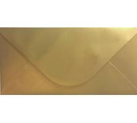 100 Pack DL Envelopes Gold Metallic Pearlescent Shimmer 110mm x 220mm.