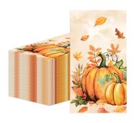 100 Pack Fall guest Napkins 4.3 x 7.9Inch Disposable Vintage Pumpkin Maple Leaf Hand Towels for Bathroom Pumpkin Dinner Napkins Fall Harvest Party Disposable Paper Napkin for Autumn Thanksgiving Party