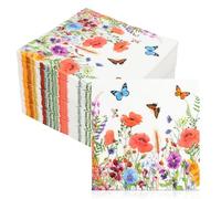100 Pack Floral Napkins, Floral Disposable Party Serviettes for Birthday, Wedding, Everyday Use Eco-Friendly Paper Napkins Patterned