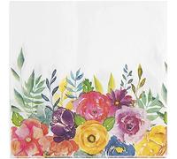 100 Pack Floral Paper Napkins, Disposable Serviettes for Bridal Shower, Afternoon Tea Party Supplies, English Garden Party Decorations, 33cm x 33cm