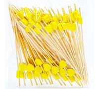 100 Pack Fruit Toothpicks Yellow Heart-Shaped Bamboo Cocktail Picks Natural Bamboo Toothpicks for Appetizers Fruit Cake Dessert Barbecue Snacks Sandwiches for Birthday party Decoration Party Supplies