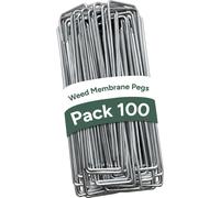 100 Pack Garden Securing Pegs, U Shaped Heavy Metal tent pegs for weed membrane - 6''/150mm Netting Stakes Staples