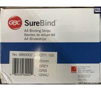 (100-Pack) GBC 25mm SureBind GREY A4 Binding Strips (VAT Invoice)