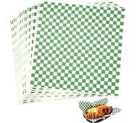 100 Pack Greaseproof Baking Sheets - Oil Proof Waterproof Wax Paper for Food Wrapping, Sandwich Wraps, Cake Liners, Cheese Storage, Deli, BBQ, Grilling, Home Kitchen（Green）