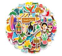 100 Pack Hawaiian Stickers, Luau Tropical Hawaiian Party Favors, Birthday Decorations