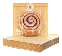 100 Pack Heat-Sealable Bakery Bags with Window - 5.7x6.5 Inch Grease Resistant Paper Sandwich Bags for Cookies, Pastries, Donuts, Cake Slices, and Food Packaging with Thank You Stickers