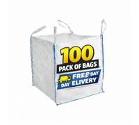 100 Pack Heavy Duty 1 Tonne Bulk Bags - Commercial Builders Dumpy Bags 85x85x85cm with Reinforced Lifting Loops - Industrial FIBC Jumbo Sacks for Aggregates, Rubble, Sand, Soil, Garden Waste Construct