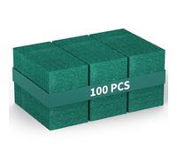 100 Pack- Heavy Duty Scour Pads - Reusable Non Scratch 3 x 4 Inch Scrubber Pads for Household Kitchen Dishes Pots Pans and Metal Grills. These Scouring Pads are A Great Replacement for Steel Wool.