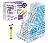 100 Pack Heavy Duty Vacuum Storage Bags Set with Pump, Compression Bags with 80% More Space for Duvets, Clothes, Blankets, Soft Toys (10 XL Jumbo/25 Jumbo/25 Large/40 Small)